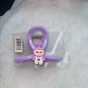 Cute Purple Hair Clip with Labubu monster Character nwt